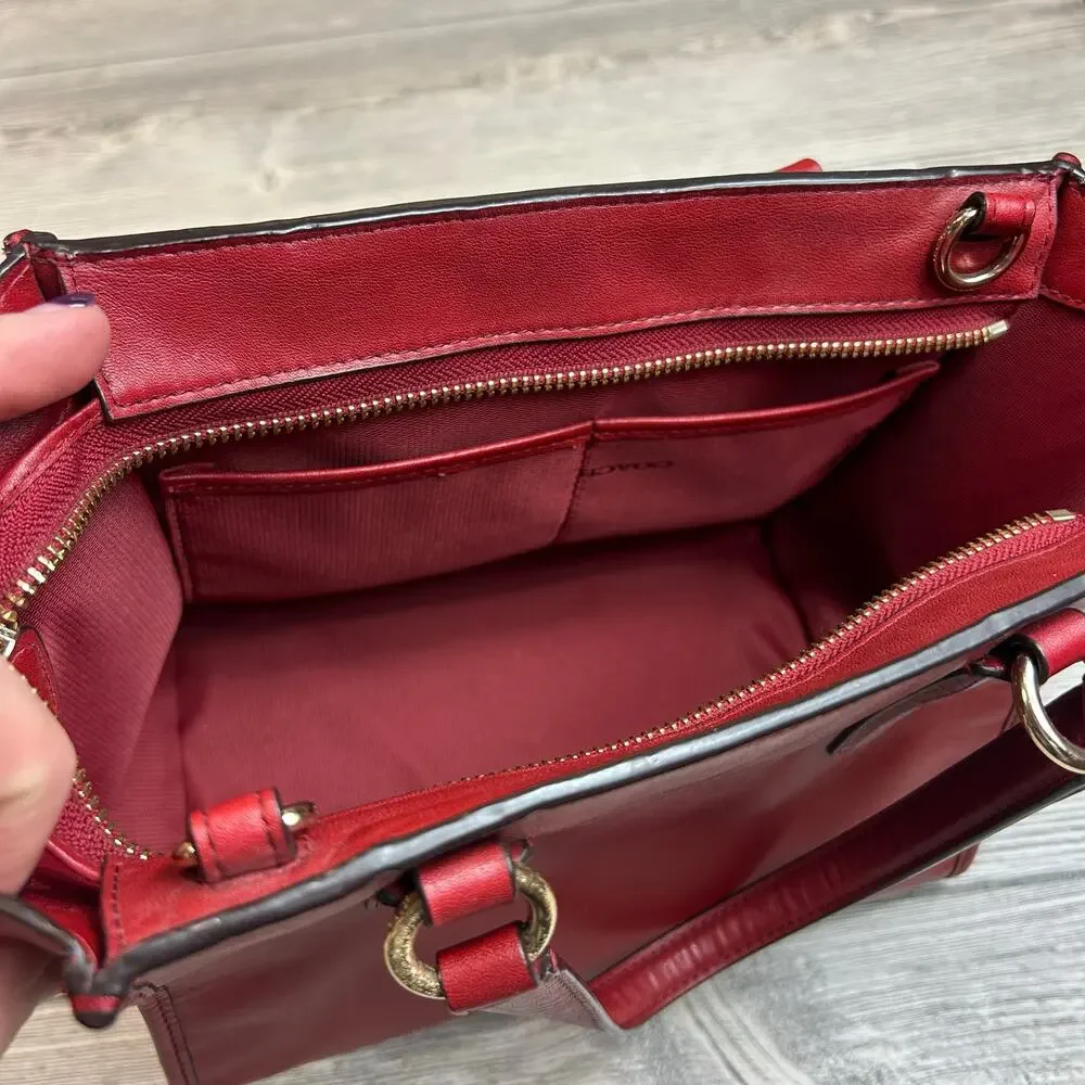 Coach Mini Crosby Carryall Red Pebble Leather Bag NWT - Picture 9 of 9